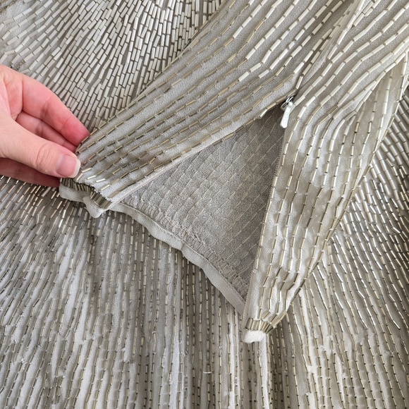 ASOS Beaded Long-Sleeve Open Back Asymmetrical Fringe Dress - Picture 3 of 12